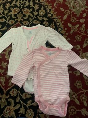 cloud island Baby One-Piece Set in Pink and White